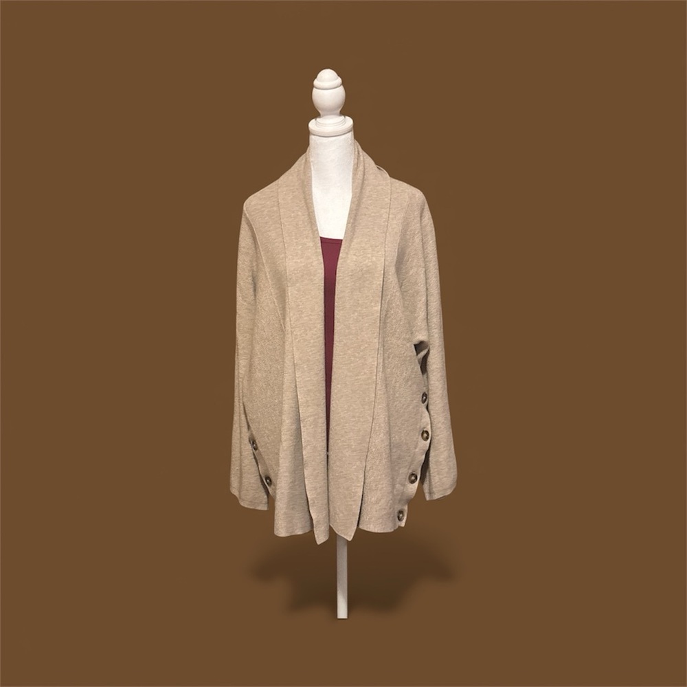 Cyrus Beige Cardigan with Button Accents